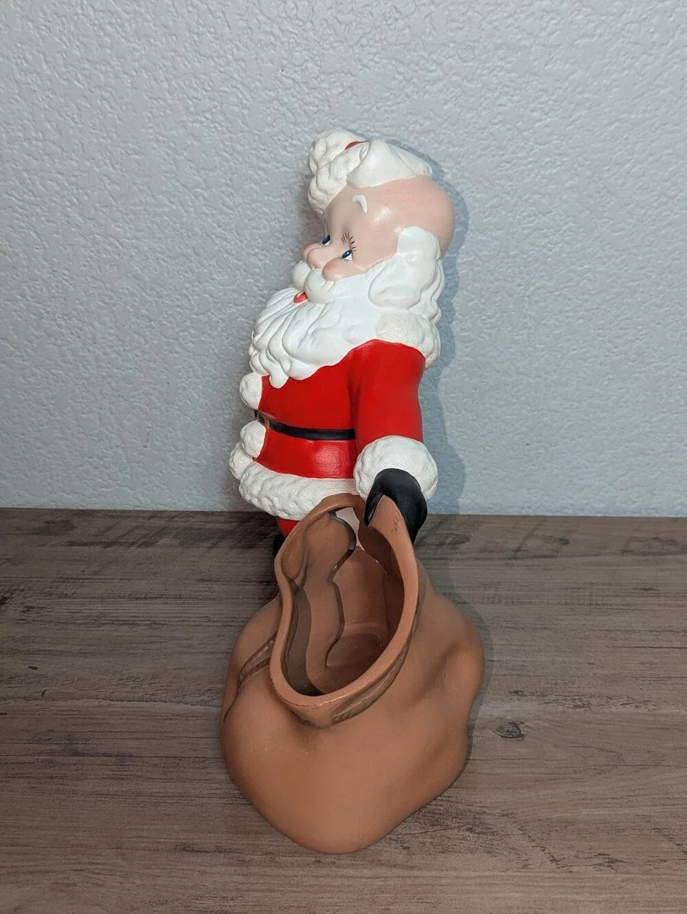 Vintage Ceramic Santa Claus Toy Bag Planter Figurine